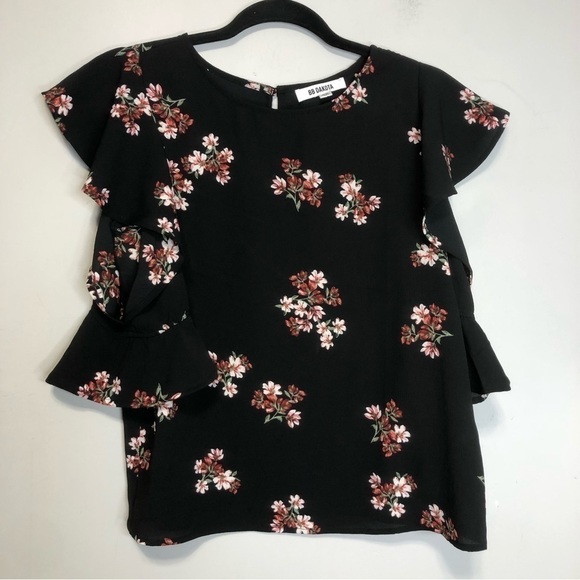 Bb Dakota By Your Sleeve Cold Shoulder Floral Blouse, size XS - Picture 2 of 11